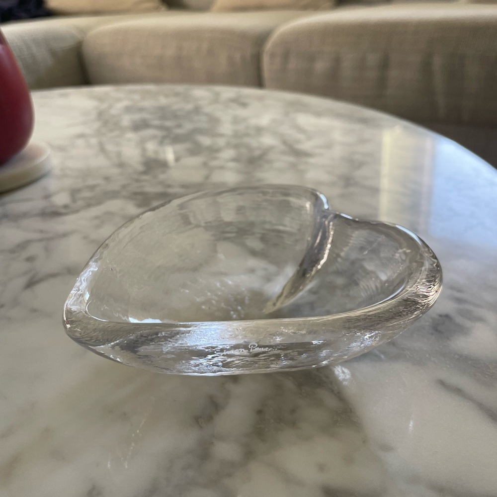 Simon Pierce Highgate Heart Dish, Large Clear Glass Decorative Bowl